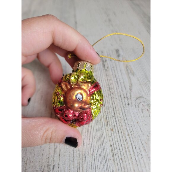 Mini glass reindeer wreath ornament Xmas rudolph - Picture 2 of 5